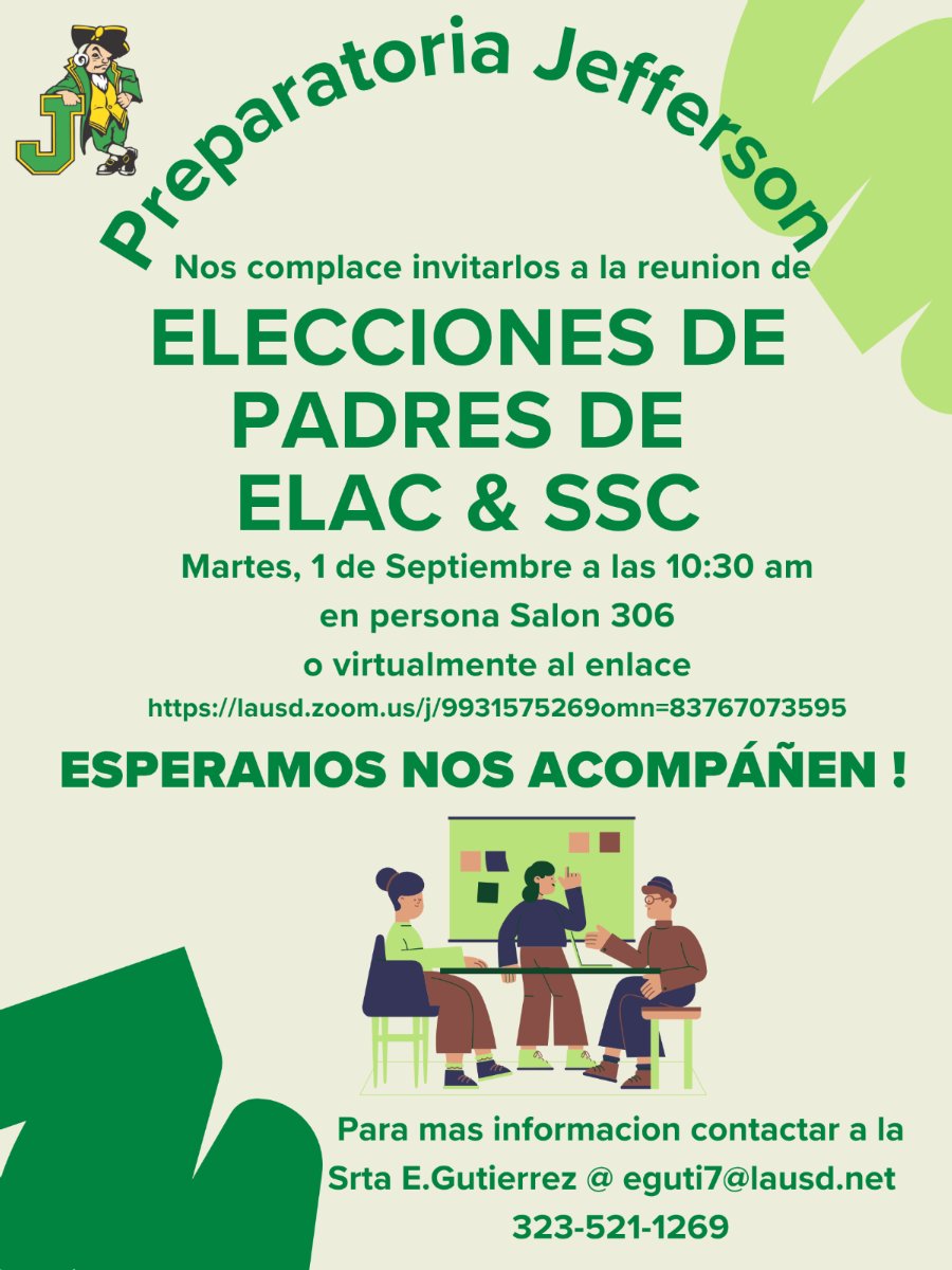 Spanish - ELAC and SSC parent elections flyer